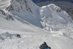 Looking down our line on the Caroline face. 700m of rippable terrain.