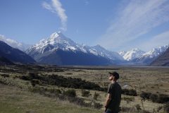 Driving into Mount Cook Village, Mount Cook in the Background