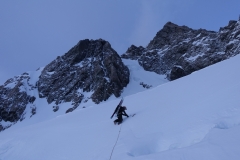 Ross building an Anchor to bring me over a crevasse.